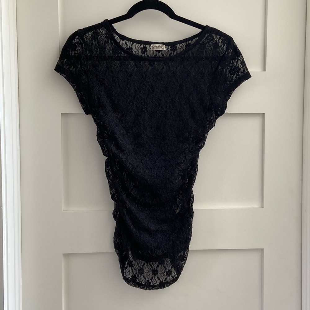 FREE PEOPLE- FP INTIMATELY KEEP IT SIMPLE LACE SHORT SLEEVE TOP XS NWOT​​​​​​​​